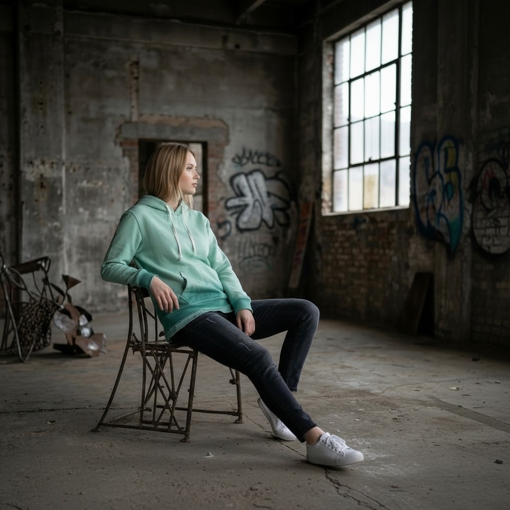 We The Free Seafoam Green Dip-Dye Distressed Hoodie - Size Small - EUC - Picture 3 of 15